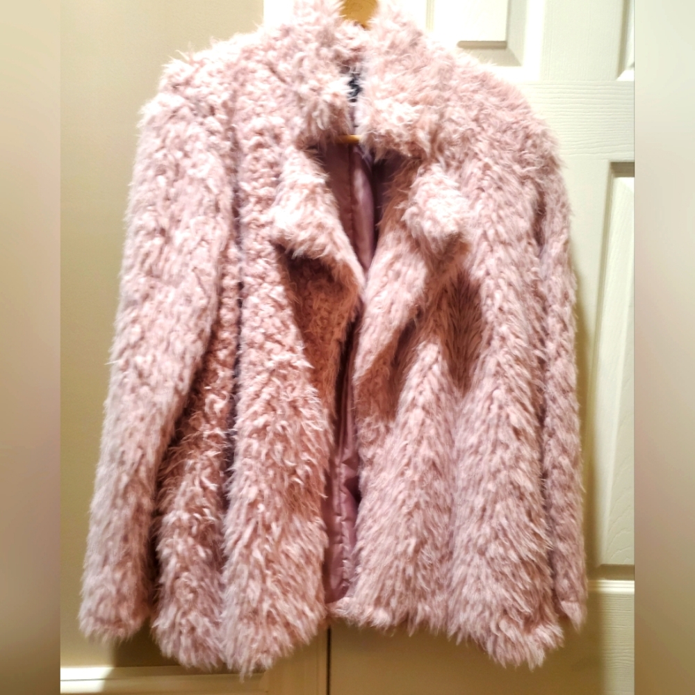 Pink shaggy Teddy Jacket Racheal Size M